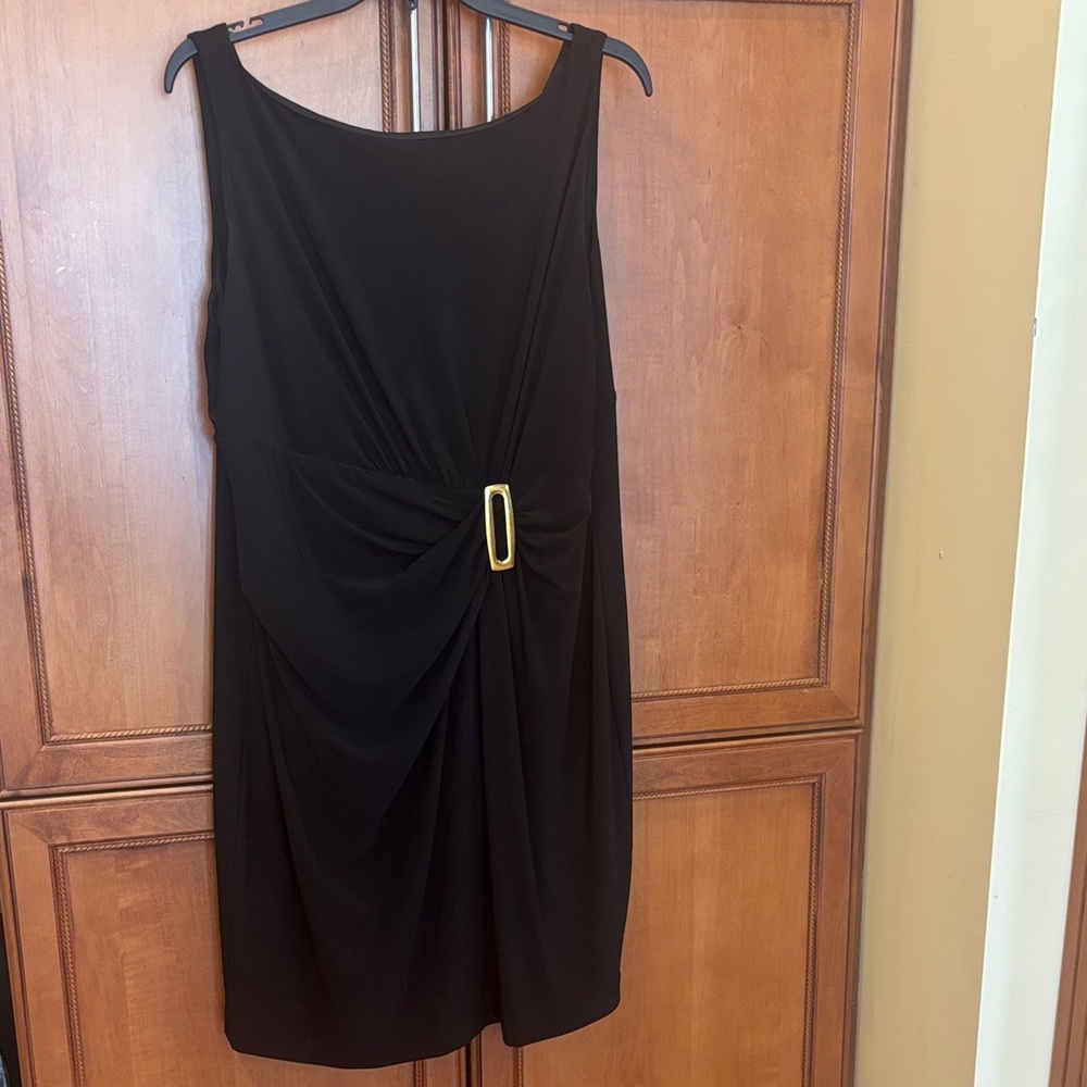 Chic Black Dress with Gold Buckle